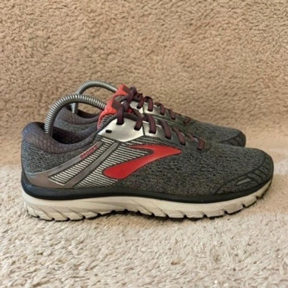 Brooks Adrenaline GTS 18 Running Shoes Womens 9 Grey Red Stability Sneakers